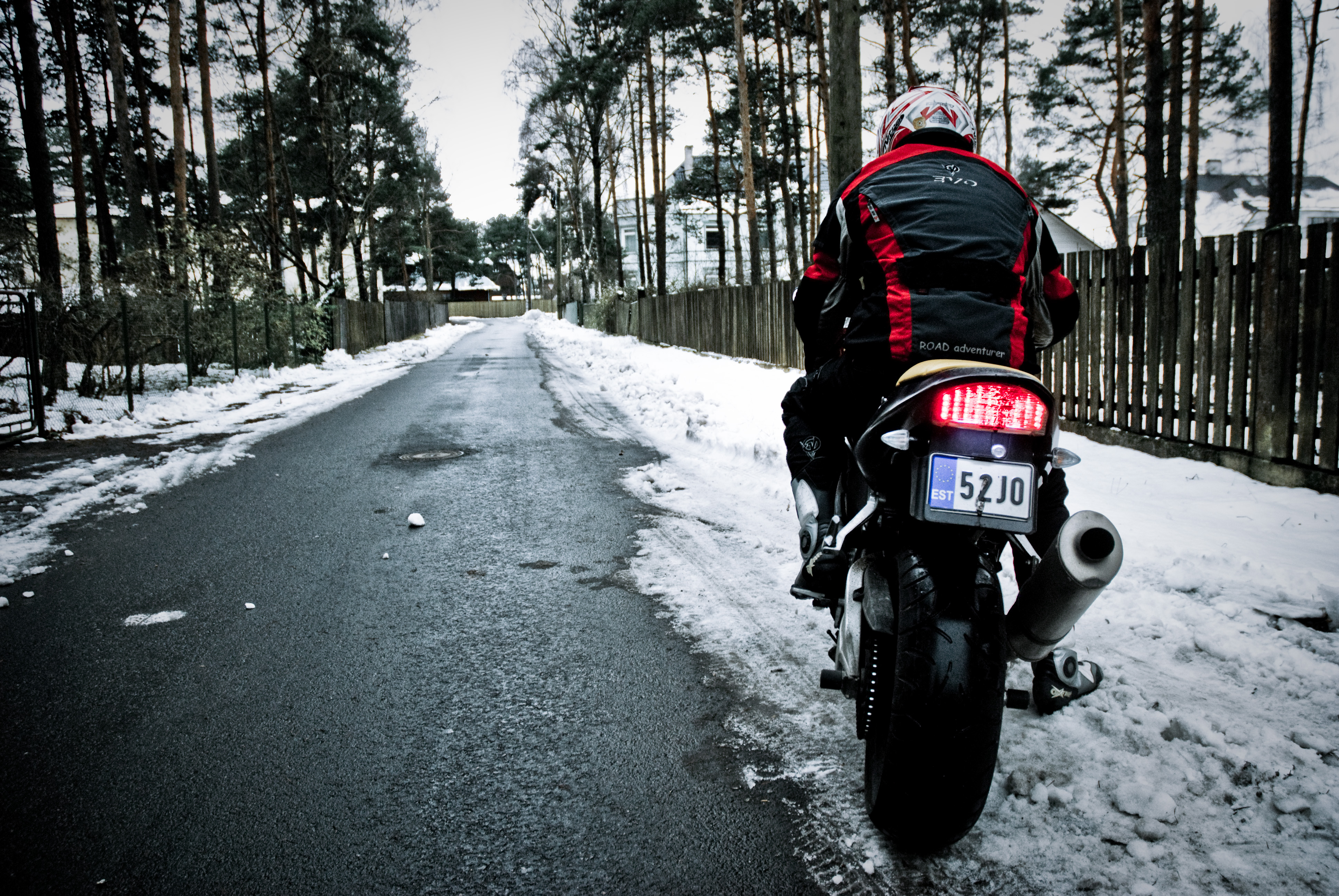 Riding a Motorcyle in the Snow