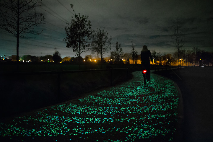 Glow-in-the-dark bike path